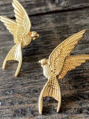 Gold Bird Post Earrings